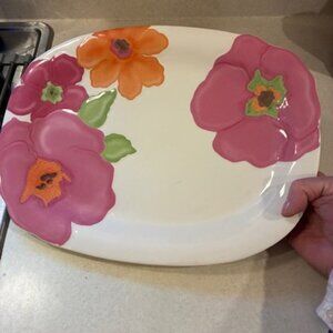 Lenox Floral Fusion Stephanie Ryan Floral Oval Serving Plate Platter 14" x 10.5"